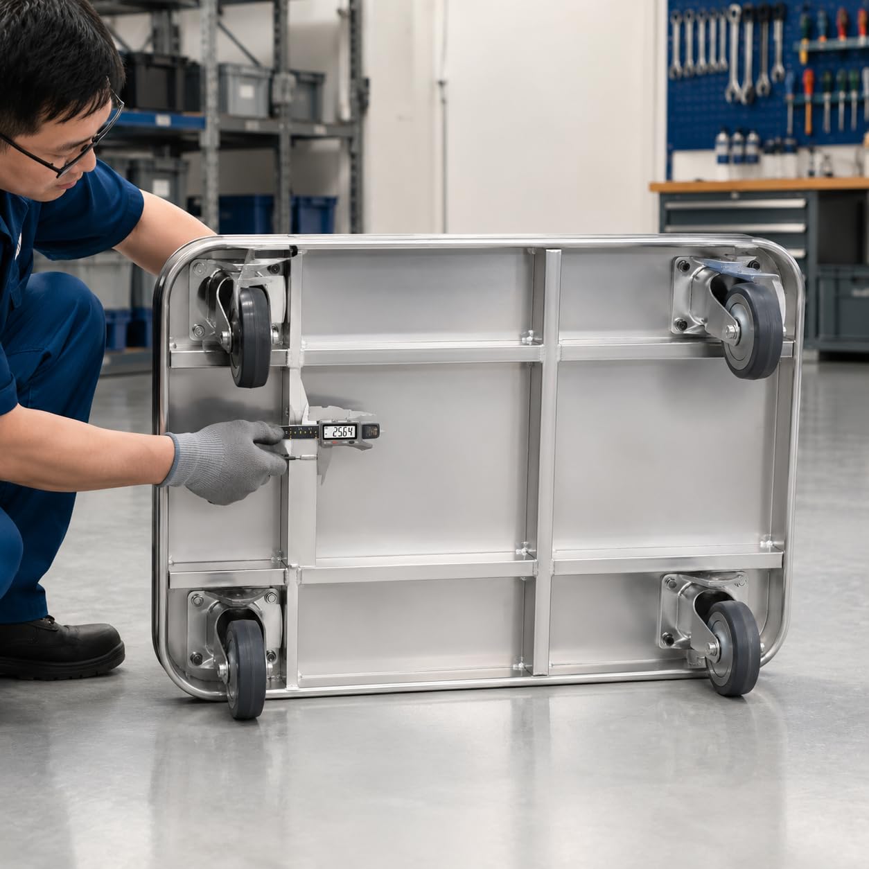 Carrello pieghevole con ruote da 10,2 cm e maniglia a spinta