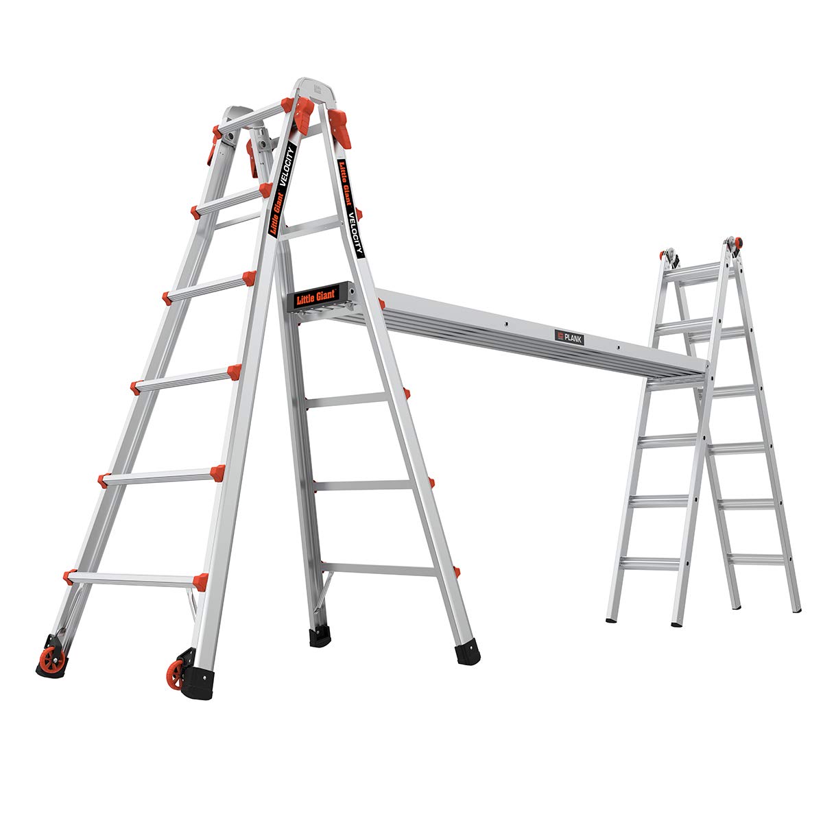 Little Giant Leitern, Velocity mit Rädern, M26, 7,9 m, Multi-Positionsleiter, Aluminium, Typ 1A, 136 kg Tragfähigkeit, (15426-001)