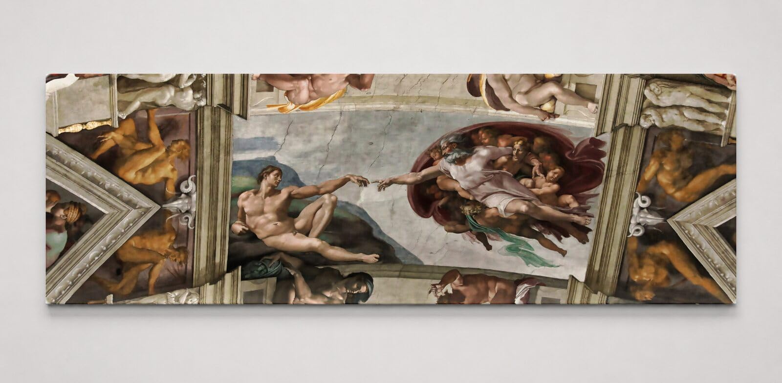 The Creation of Adam by Michelangelo — 72" x 24" Panoramic Canvas Wall Art, Gallery-Wrapped & Ready to Hang