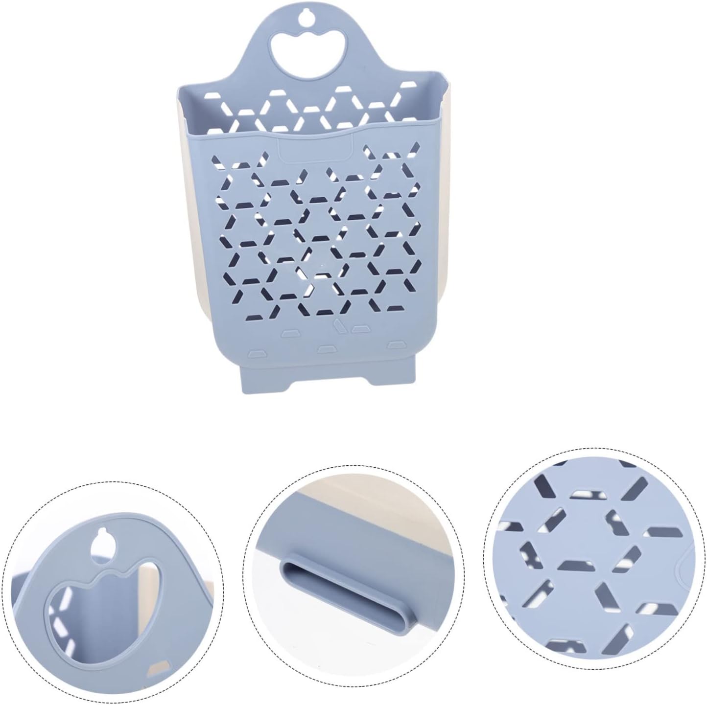 Cabilock Wall Mount Laundry Basket Medium Gray Blue Collapsible Laundry Hamper with Large Capacity for Bathroom Bedroom Storage and Organizing Clothes Blankets