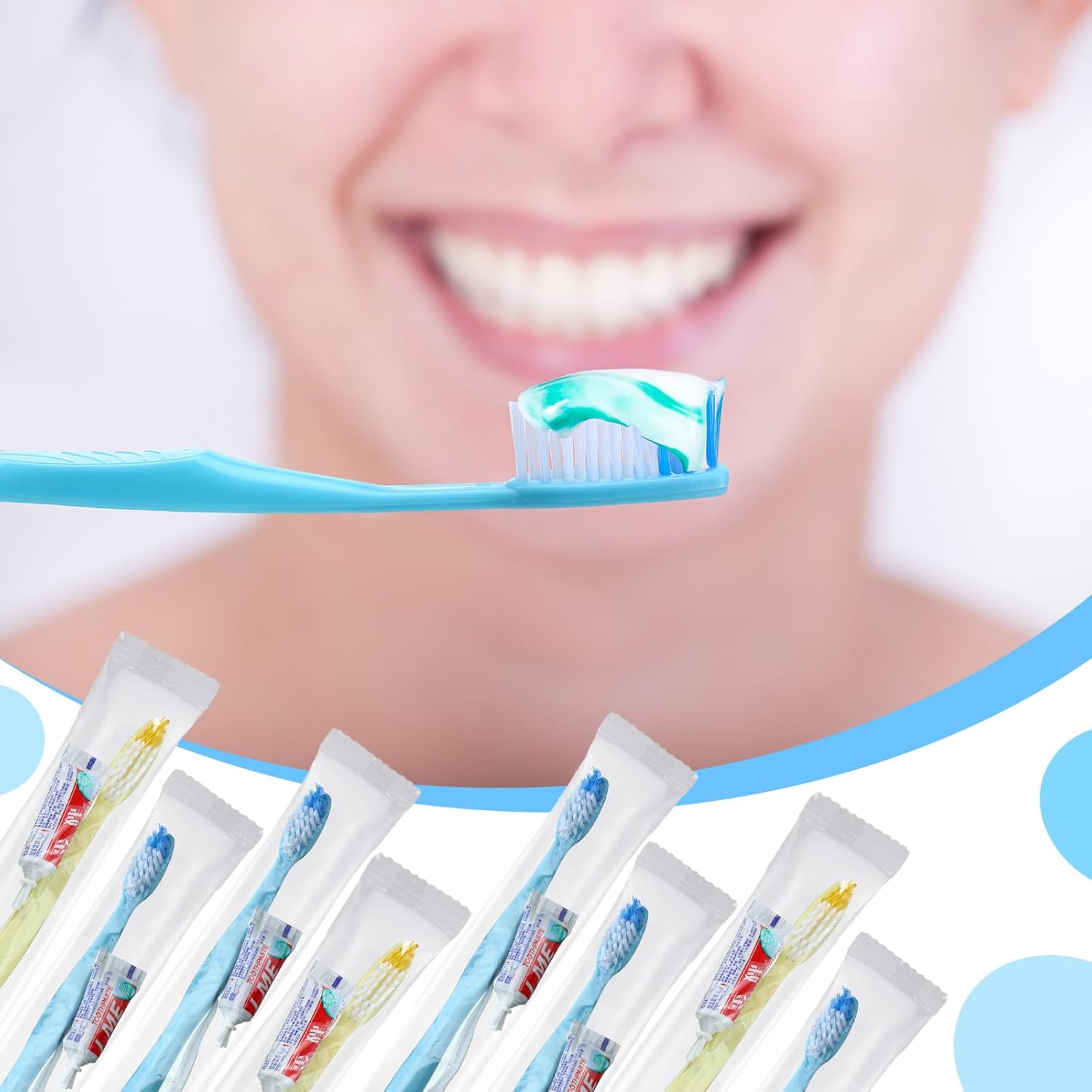 300 Sets Disposable Toothbrushes with Toothpaste and Floss Bulk Individually Wrapped 10g Toothpaste Homeless Hygiene Kit Bulk Homeless Care Package Supply for Travel Shelter (Blue,Pink)