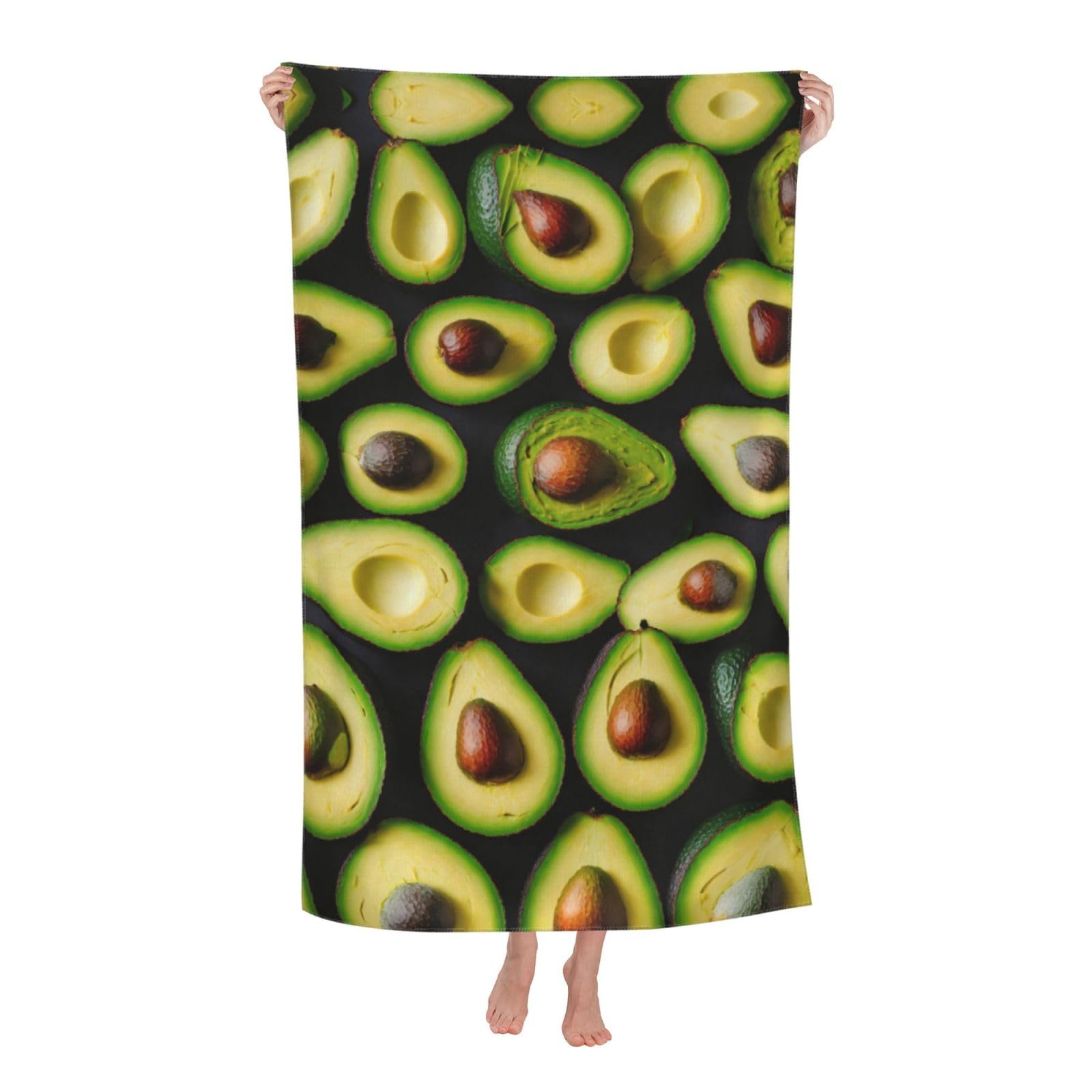 pojknbv Avocado Pattern Print Oversized Adult Beach Towel Quick-Dry Comfortable Lightweight Travel Pool Camping