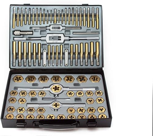 VCT Juego de 86 piezas de combinación de roscas y troqueles de tungsteno con revestimiento de titanio SAE y herramienta métrica