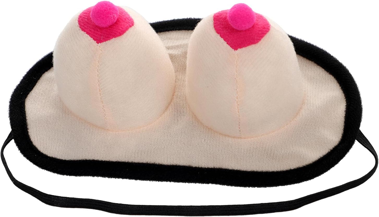 Plush Funny Sleep Mask, Novelty Eye Mask for Women, Light Blocking Blindfold for Sleeping Travel Nap, Costume Accessory for Halloween Party