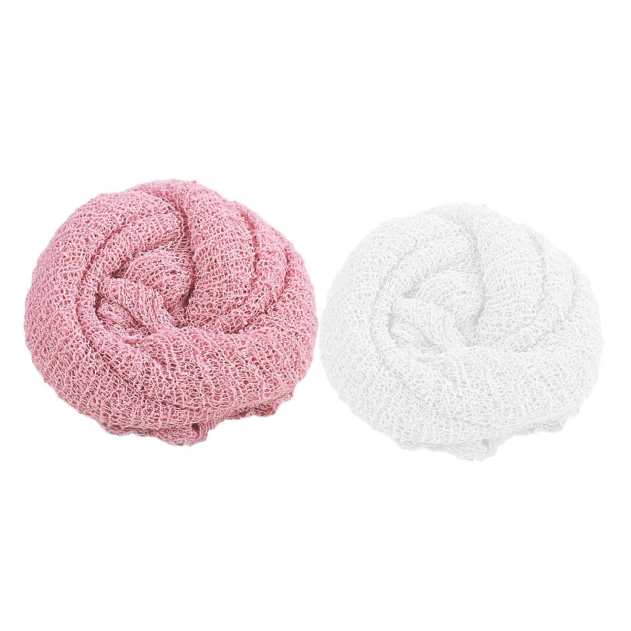 BESTonZON 4pièces Couverture Emmaillotage Né Respirant Accessoire Photo Garçon Fille Blanc Et Rose