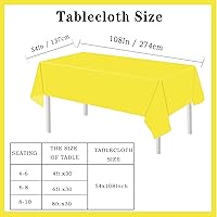 Vista 4 de 4 Pack Yellow Plastic Tablecloths Disposable Picnic Table Cover for Outdoor Birthday Party Baptism Graduation Decorations Yellow Table Cloths for 6