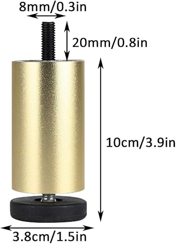 Miniatura 2 de Patas ajustables de aleación de aluminio para muebles, modernas patas de sofá roscadas de oro mate M8, mesa de centrogabinete de