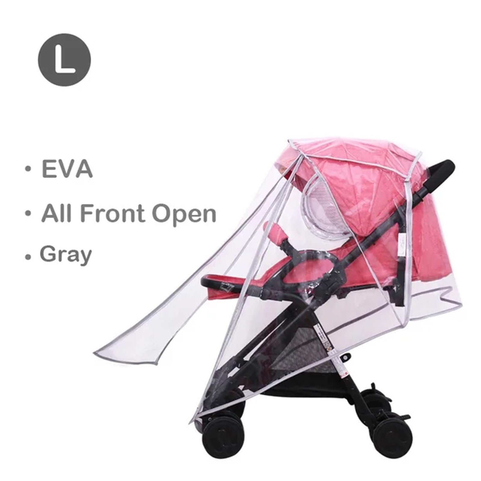Housse pluie pour poussette Accessoires de poussette EVA Housse de pluie imperméable Protection transparente contre la poussière et le vent Fermeture éclair ouverte for poussettes Imperméable(EVA All