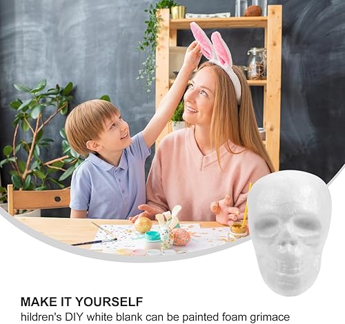 Miniatura 4 de EXCEART Grimace Foam Shape 5 piezas de espuma blanca con forma de calavera de espuma de poliestireno, modelo de cráneo de espuma para manualidades
