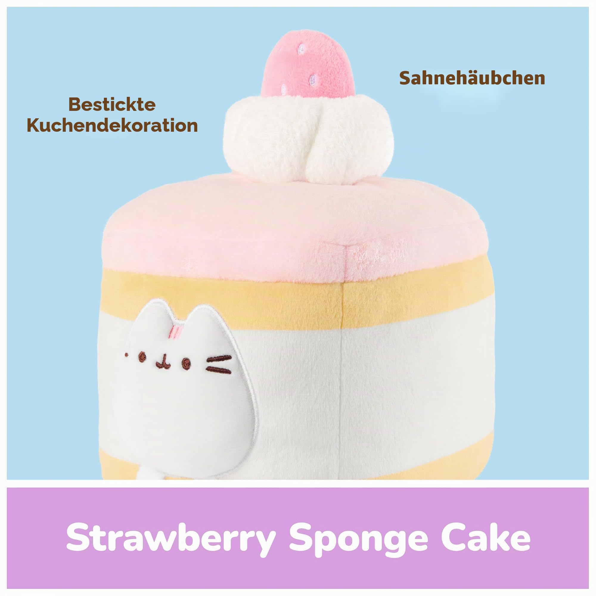 GUND Pusheen Erdbeere Biskuitkuchen Plüsch Squishy Spielzeug Sammlerstück Plüschtier Dessert Plüsch Katze Stofftier ab 8 Jahren Rosa 6 Zoll