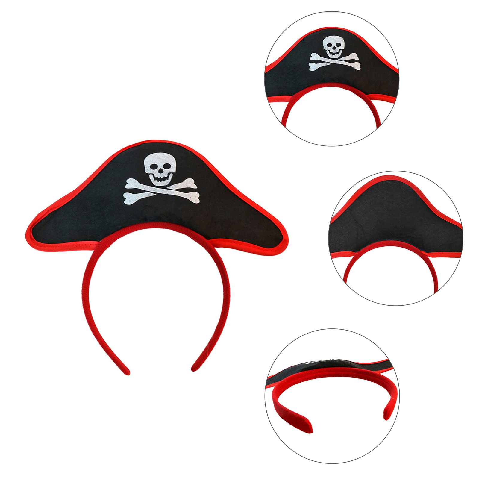 Montesy Pirate Headband for Halloween - Day of Dead Hair Hoop Cosplay Headpiece for Women, Black, Approx. 24x25cm/9.45x9.84in - Image 2