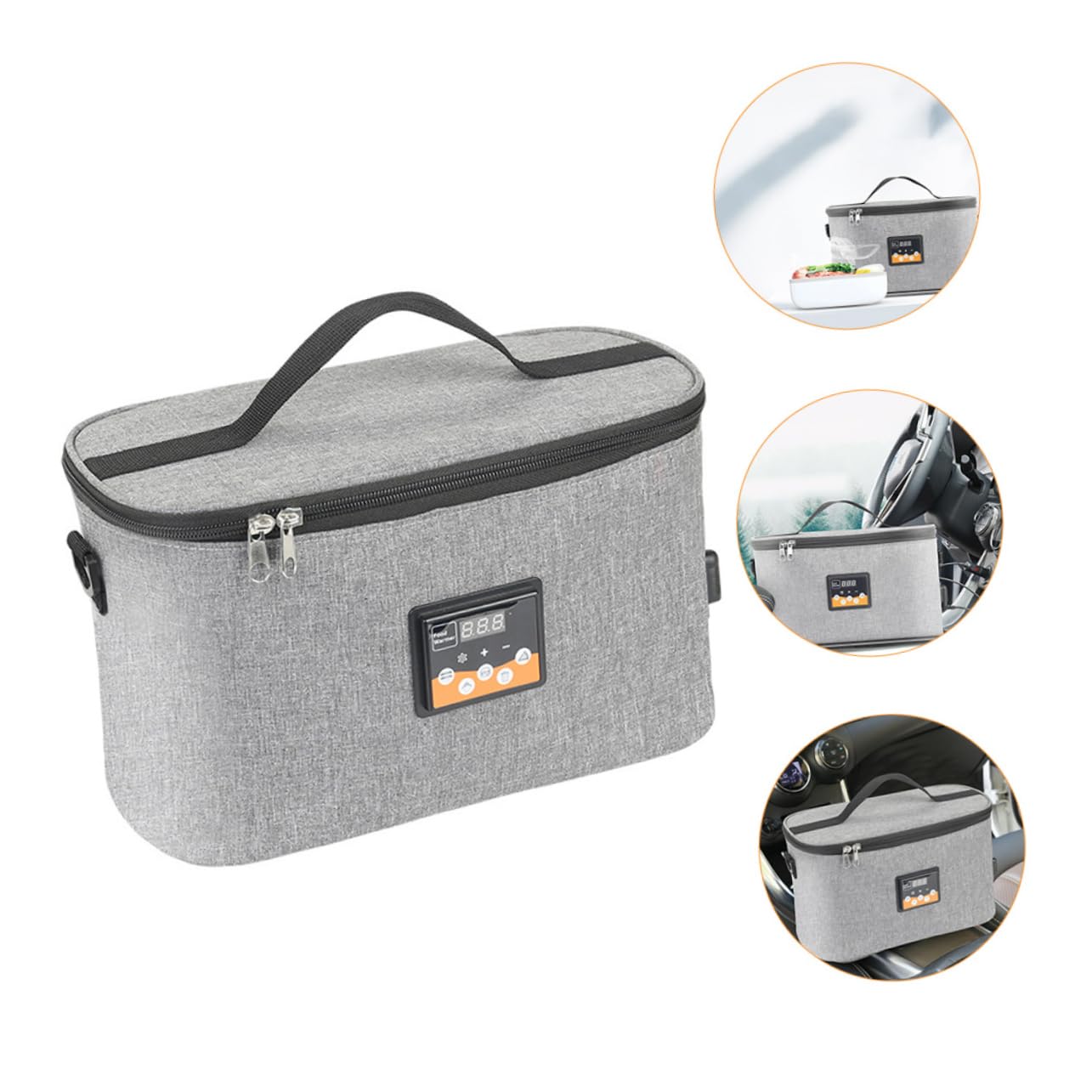 Tragbarer Babyflaschenwärmer 8l aus Oxfordstoff für Unterwegs | Liquid Crystal Thermostat, Dc 12v Auto Ladekabel, Tragegurt zum Hängen Am Kinderwagen