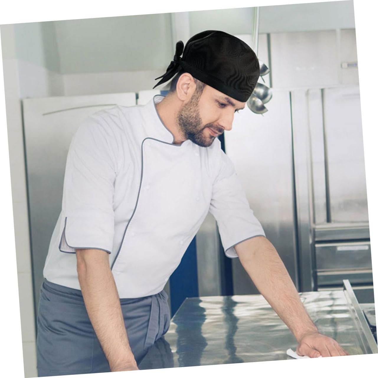 Gorro de Cocina Negro de Algodón, 9 Piezas, Diseño Clásico | Transpirable y Fácil de Limpiar, para Cafetería y Restaurante, Acabado Sencillo y Profesional