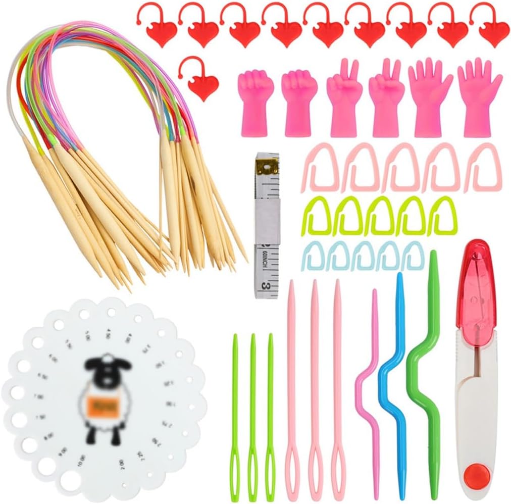 JSEIAJB Crochet Hooks Set Needles Weave Knitting Needles Hook Kit Sewing Tools Gauge Scissors Knit with Storage Bag(D)