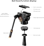 K&F CONCEPT 72-inch Professional Video Tripod, Heavy Duty Aluminum Tube Tripod with Fluid Head Max Loading Capacity 8KG/17.6LBS for DSLR Camcorders Camera VA18+ VH081