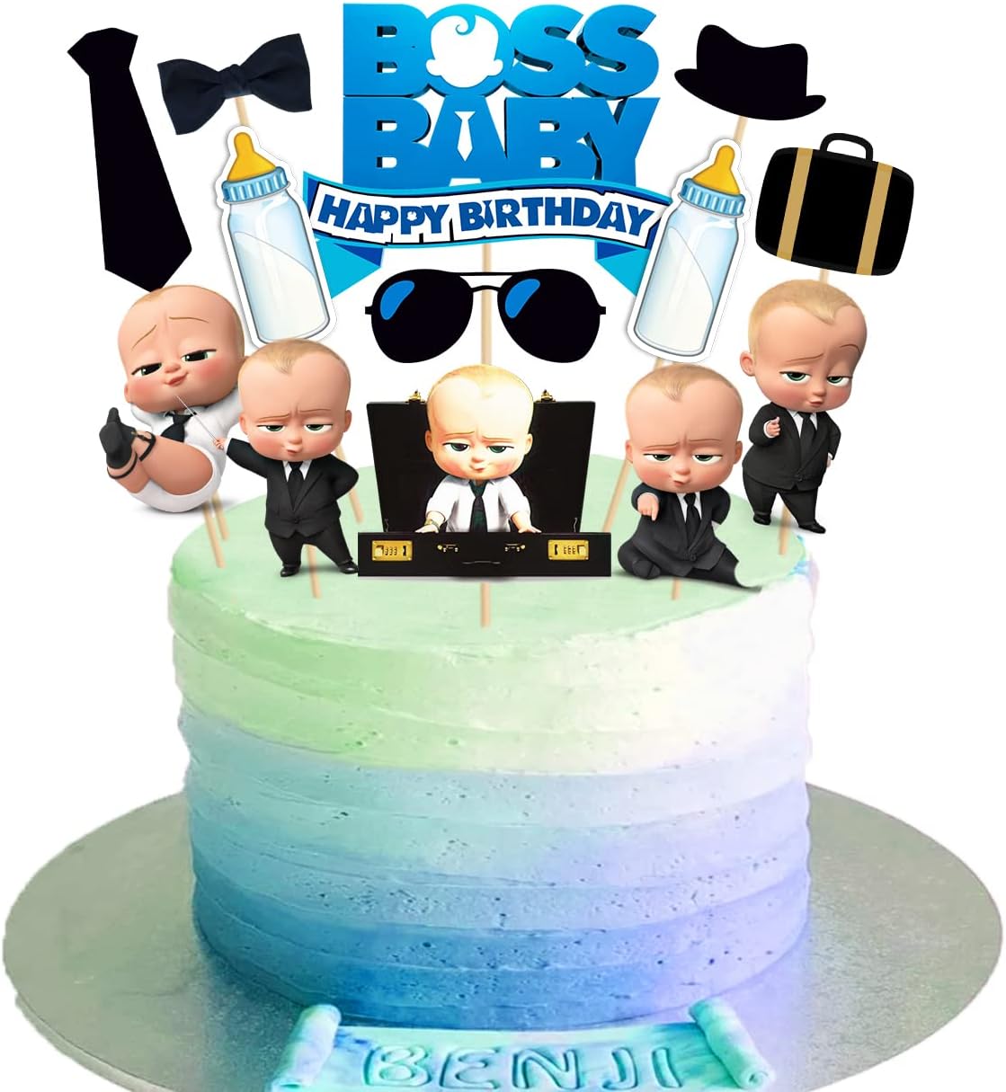 Zyozique Boss Baby Birthday Party Supplies, 1 set Boss Baby Party Supplies Set for Boys and Girls, Include Cup Cake Topper and Cake Topper