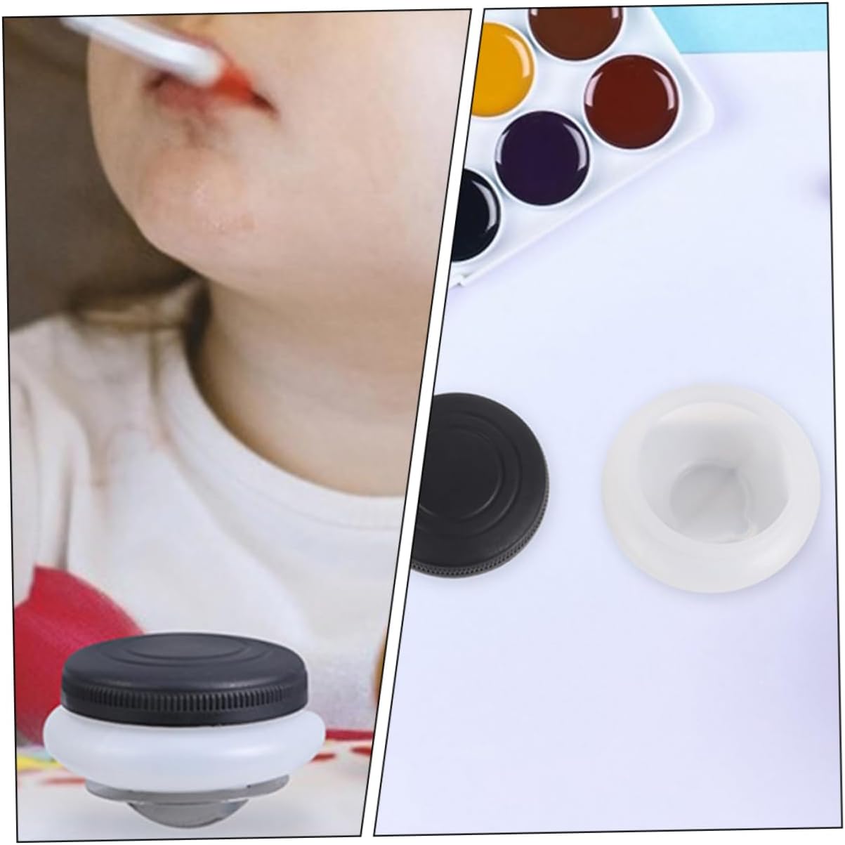 Tofficu 2pcs Stainless Steel Paint Cup Lid Mouth Dipper Palette for Oil Painting Easy to Clean for Artists and School