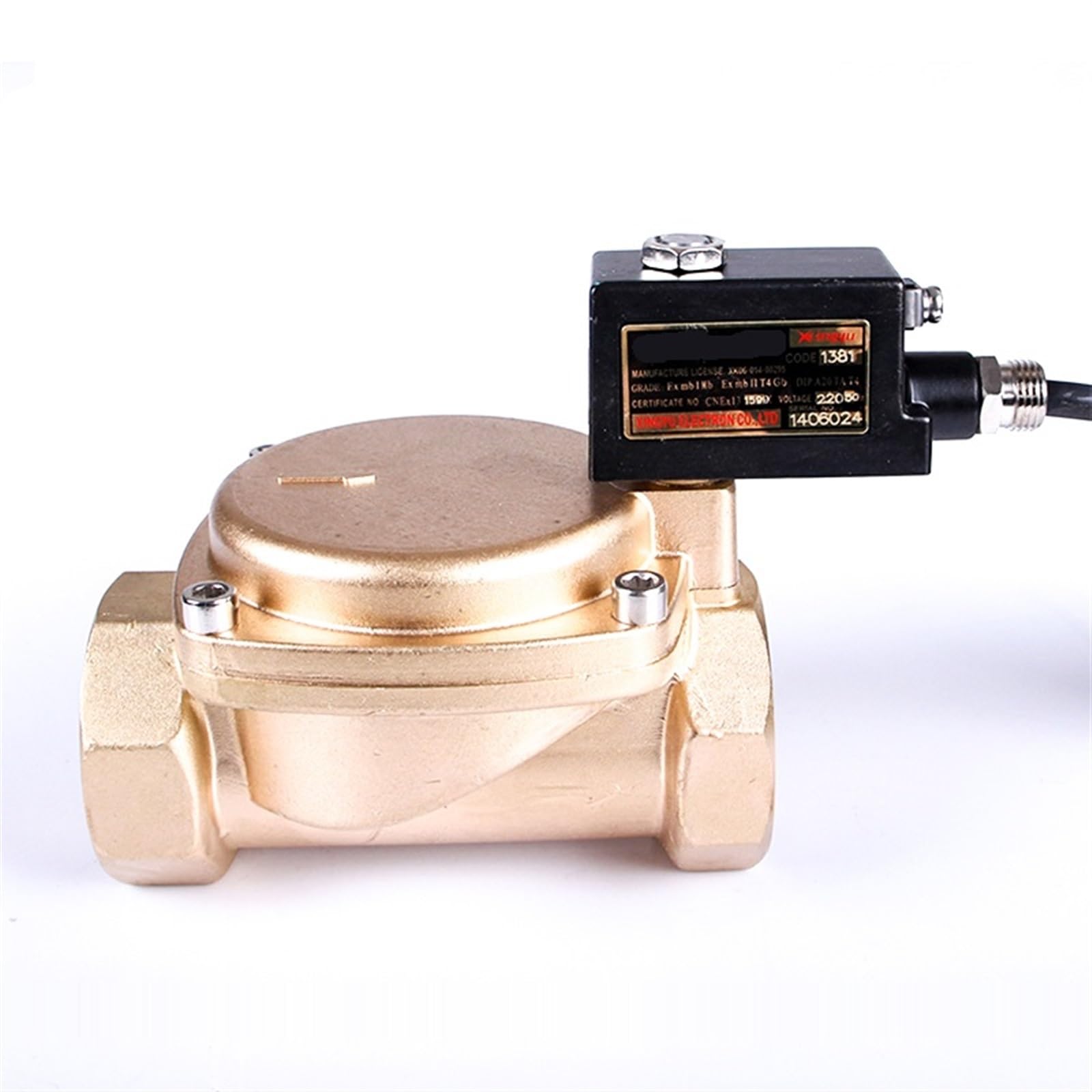 DN40 High Pressure 16 kg Explosion Proof Solenoid Valve Brass IP65 Normally Closed AC220V DC24V for Water Oil Air(OneColor)