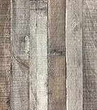 Reqfen Distressed Wood Wallpaper Peel and Stick Wallpaper 17.71” x 472.5” Faux Wood Plank Wallpaper