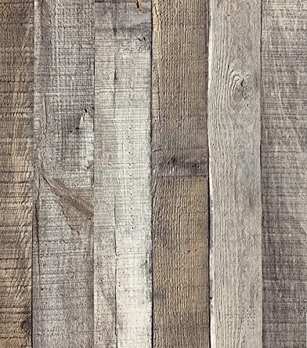Reqfen Distressed Wood Wallpaper Peel And Stick Wallpaper 17.71” X 472.5” Faux Wood Plank Wallpaper Self Adhesive Reclaimed Wood Look Wallpaper Wall Decorative Vinyl Film Shelf Cover Thicker #TOP1