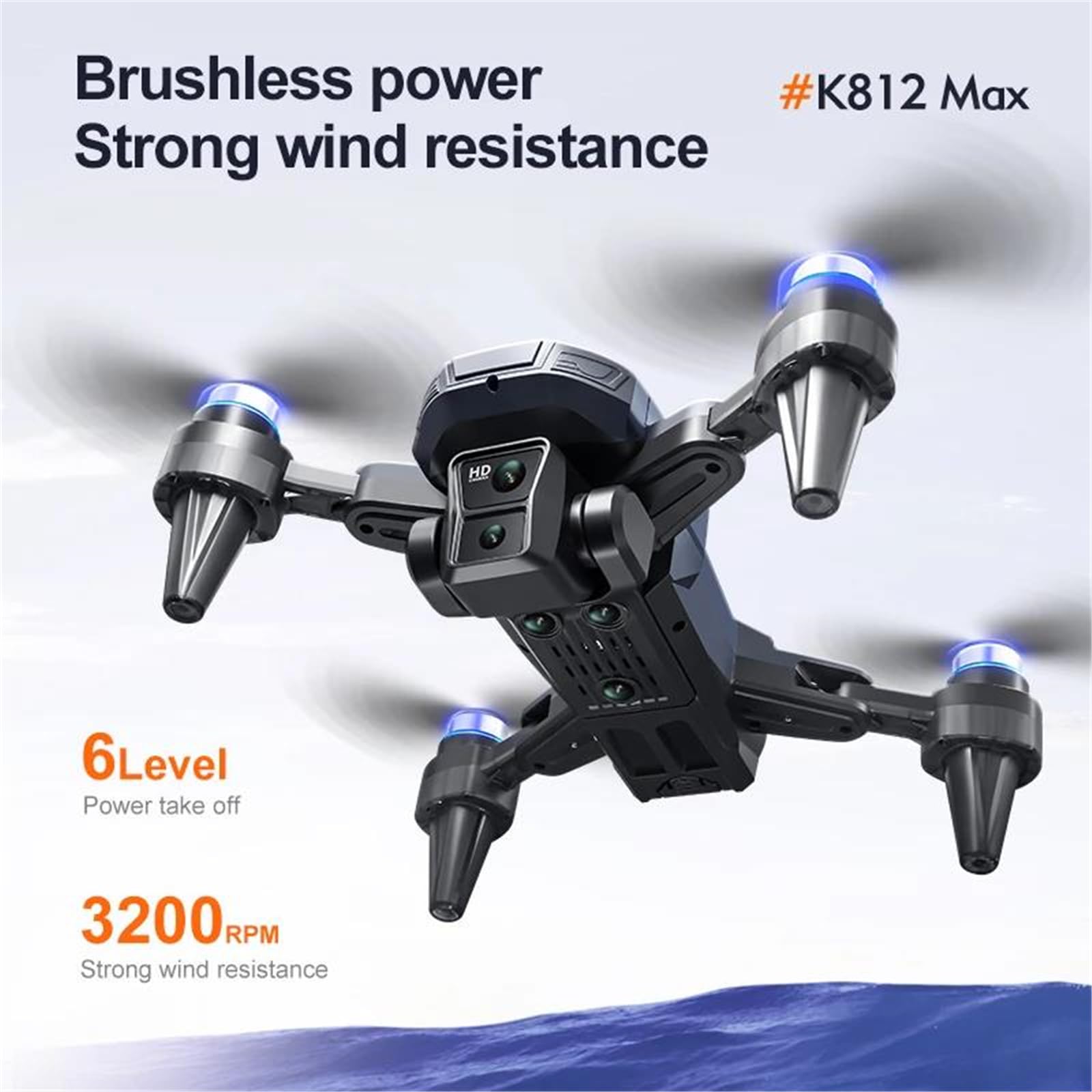Blanc,Triple Battery,Drone Professionnel k812 Max 4k HD Double caméra GPS avec écran 5g WiFi 360° évitement d'obstacles Drone quadricoptère Pliable sans balais