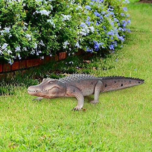 Kircust Garden Alligator Statues,Large Swamp Beast Lawn Crocodile Sculpture, Metal Lifelike Gator Yard Art for Outdoor Pond,Pool,Lawn Decor, 34 Inch Long (1PC) - Thumbnail 3