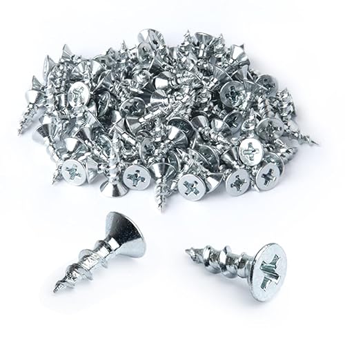 POWERTEC QWS1003V Phillips - Tornillo de madera de cabeza plana 6 x 12 pulgada de profundidad diseño chapado en zinc 100 unidades POWERTEC QWS1003V Phillips - Tornillo de madera de cabeza plana 6 x 12 pulgada de profundidad diseño chapado en zinc 100 unidades