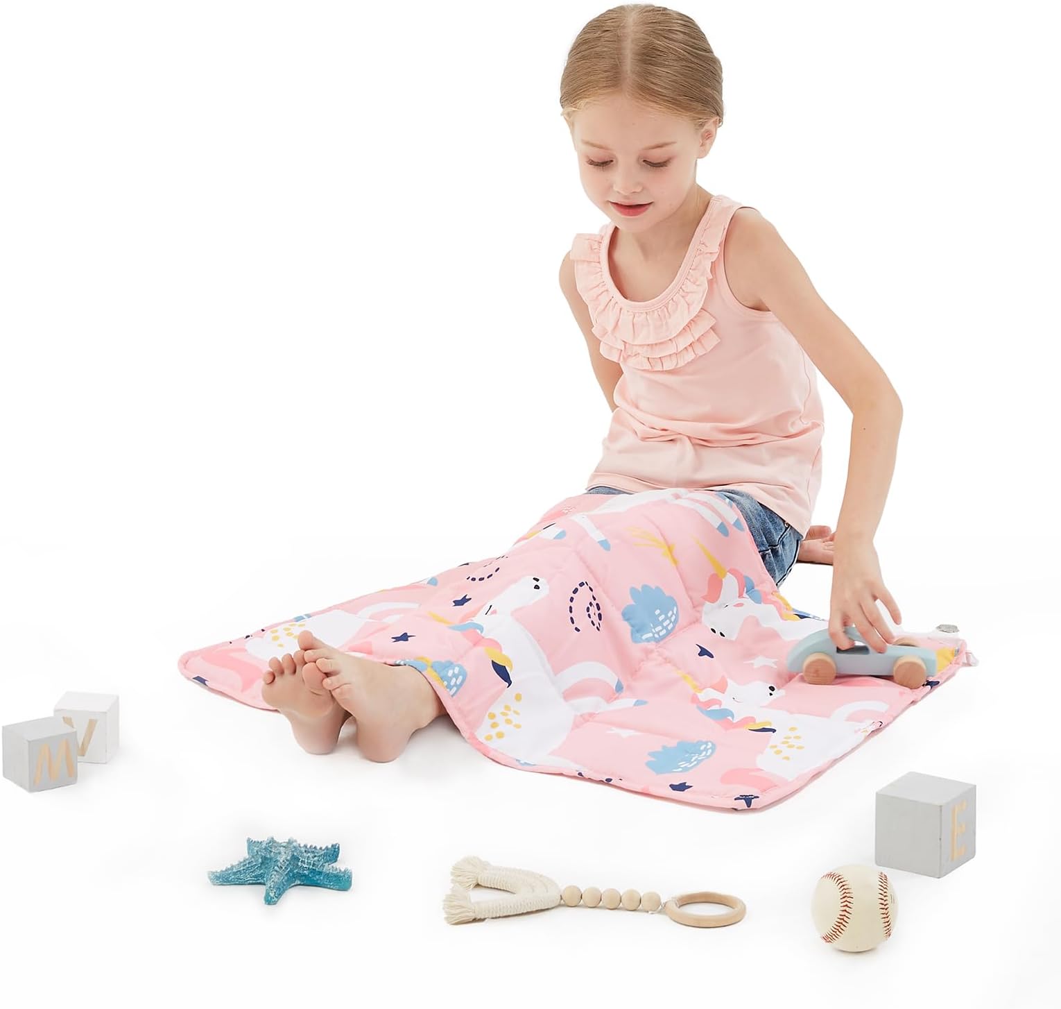 Weighted Blanket - 2 lbs Pink Unicorn Heavy Blanket, 19"x21", Small Size Breathable Lap Blanket