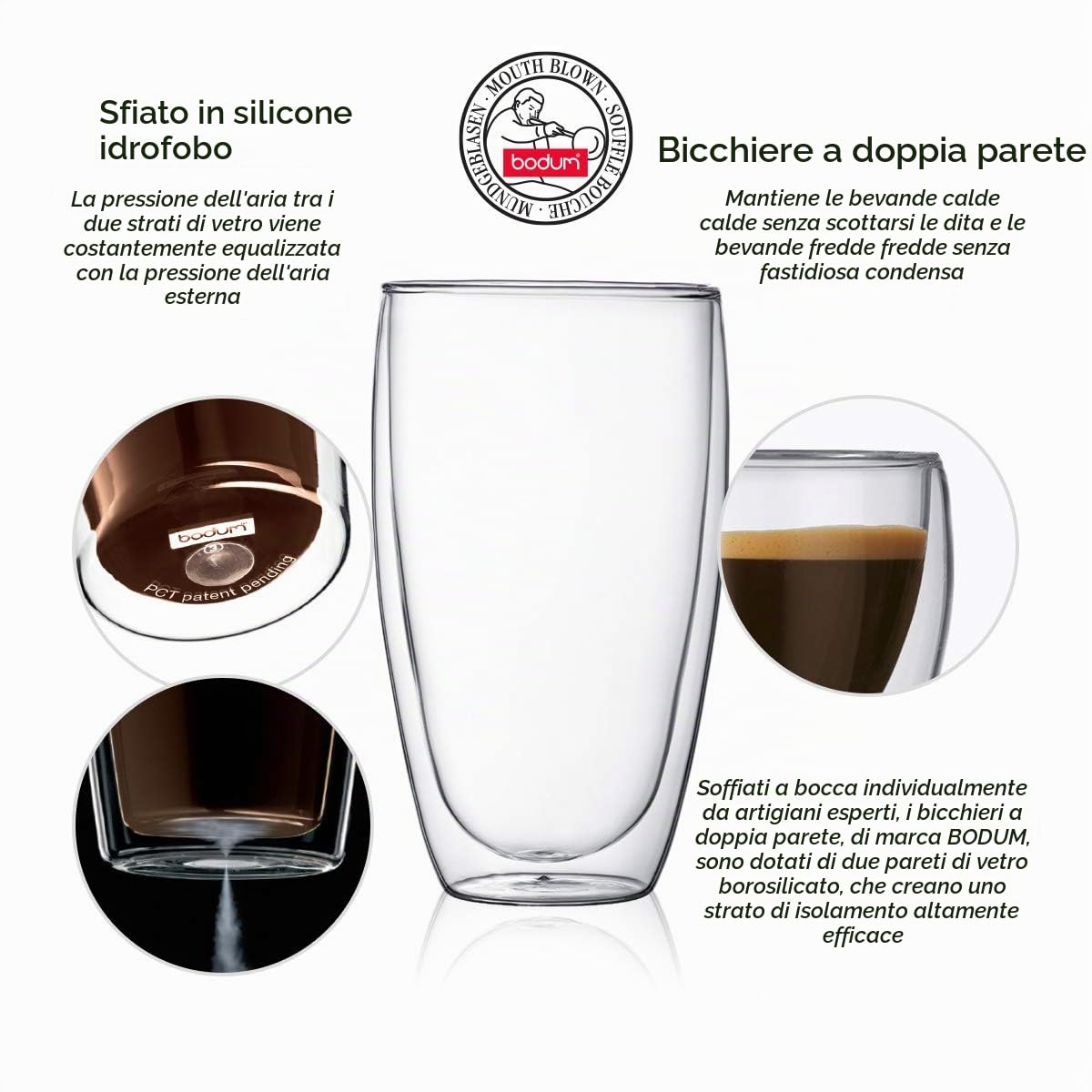 Pavina: set 2 bicchieri, doppia parete, 0.45 l