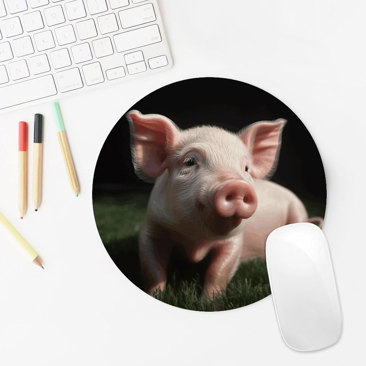 Cute Pig Mouse Pad Portable Round Computer Mouse Mat with Non-Slip Rubber Base Washable Cute Gaming Mousepad for Laptop, PC, Office & Home, 7.8 X 7.8 Inches image 5