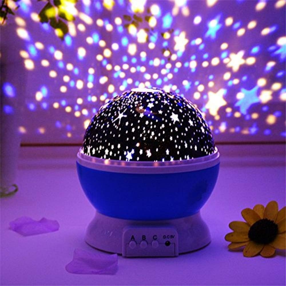 RAVIRANDAL Romantic Sky Star Master Night Projector Lamp with USB Multi Colour 4 LED Rotation Baby Sleep Lighting USB Lamp Led Projection for Diwali Decor,Kid's Room, Home Decor -Multicolour