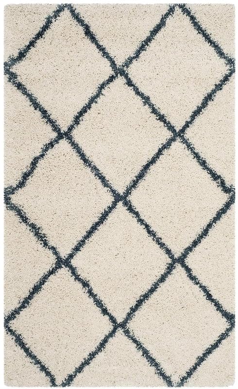 Image of SAGON Anti-Skid Shaggy Carpet Rug for Home | Ultra-Soft Plush Floor Mat for Living Room & Bedroom | Non-Slip, High-Density, Cozy Luxury Decor| 6 x 9 Feet Ivory Blue Box