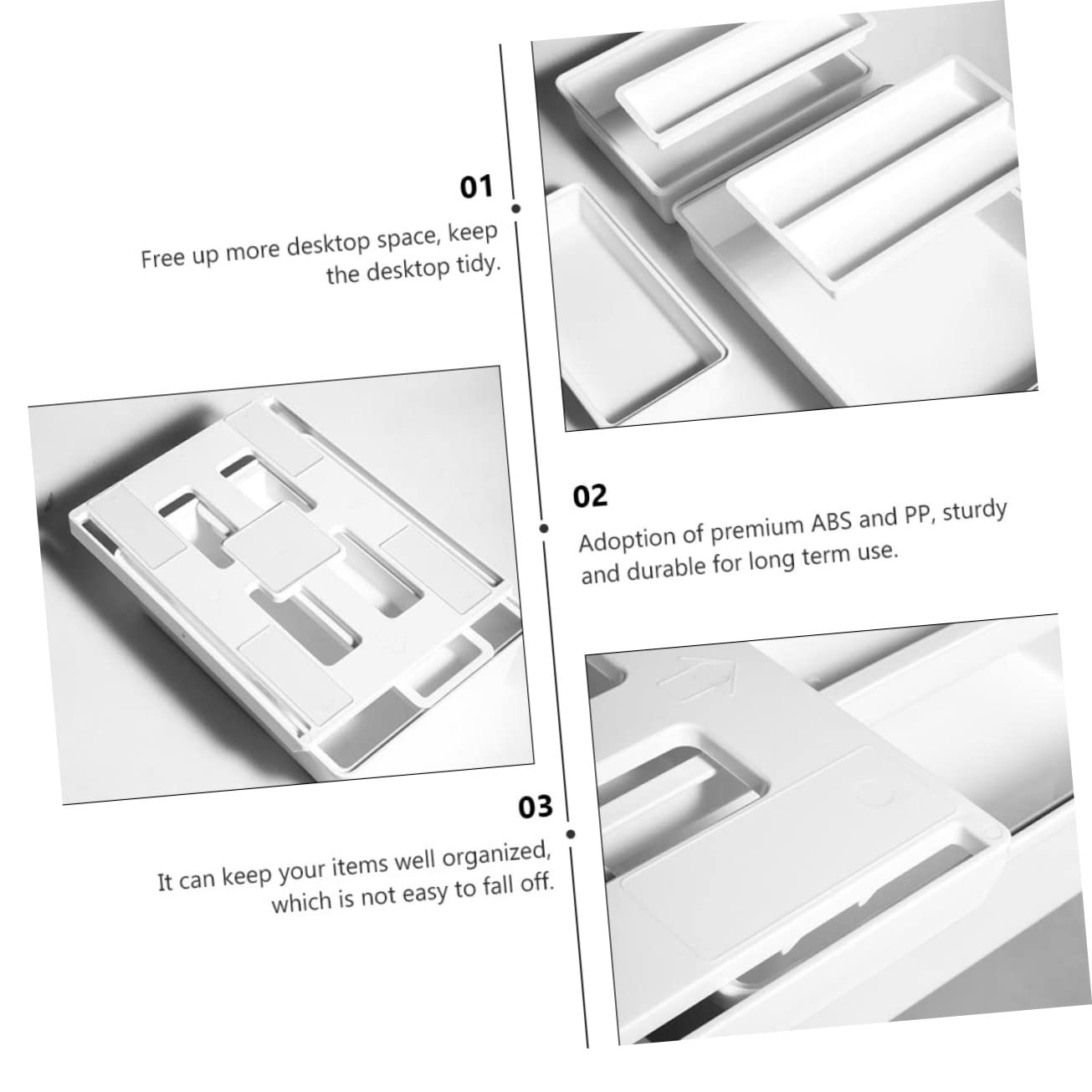 SHINEOFI 2pezzi Sottotavolo Estraibile in Materiale di Organizer per Cancelleria e Articoli per Ufficio Cassetto Invisibile per Scrivania Contenitore Portaoggetti Nascosto