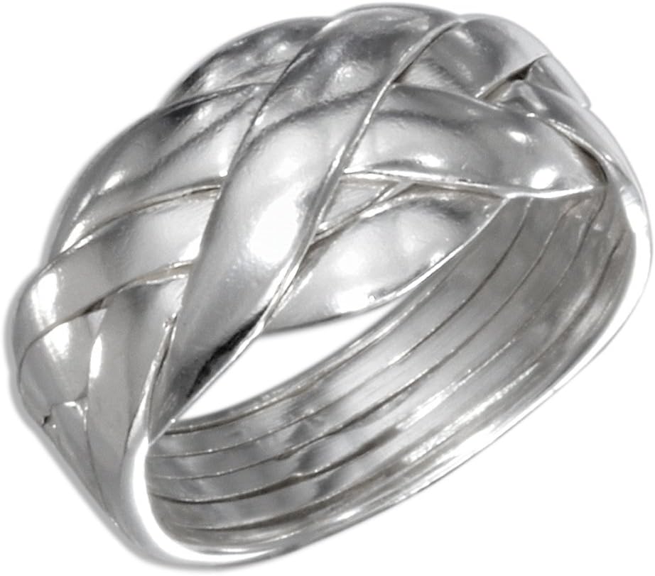 Sterling Silver 925 High Polish Six Band Puzzle Ring
