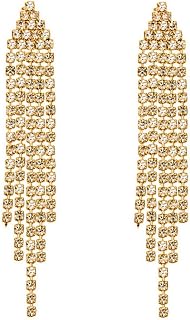 Chandelier Tassel Dangle Linear Drop Earrings Party Jewelry Clear Austrian Crystal