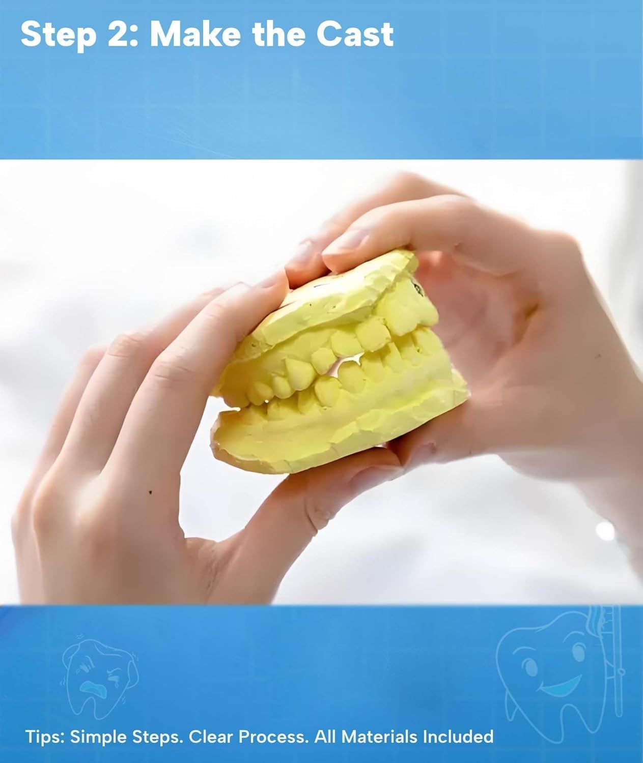 Kit per l'igiene orale fai da te, 2 set completi di denti, 3
