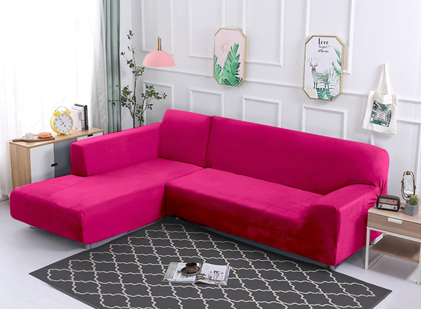 Fundas Sofa elasticas Chaise Longue Terciopelo Protector 3 Plazas