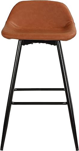 Miniatura 4 de Cortesi Home Taburetes de lluvia en piel sintética marrón, base negra (juego de 2)