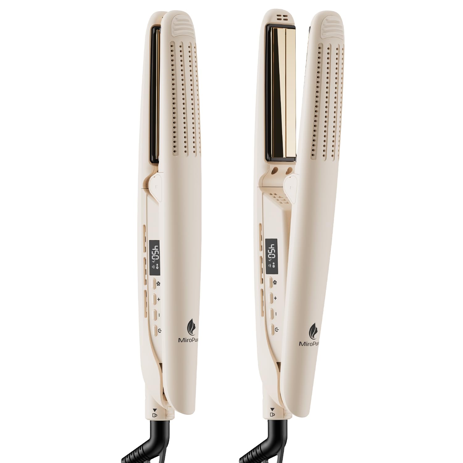 MiroPure 360° Airflow Styler Curling Iron, Titanium Flat Iron Hair Straightener and Curler 2 in 1, Professional Curing Wand with Ionic Aroma Cool Air,