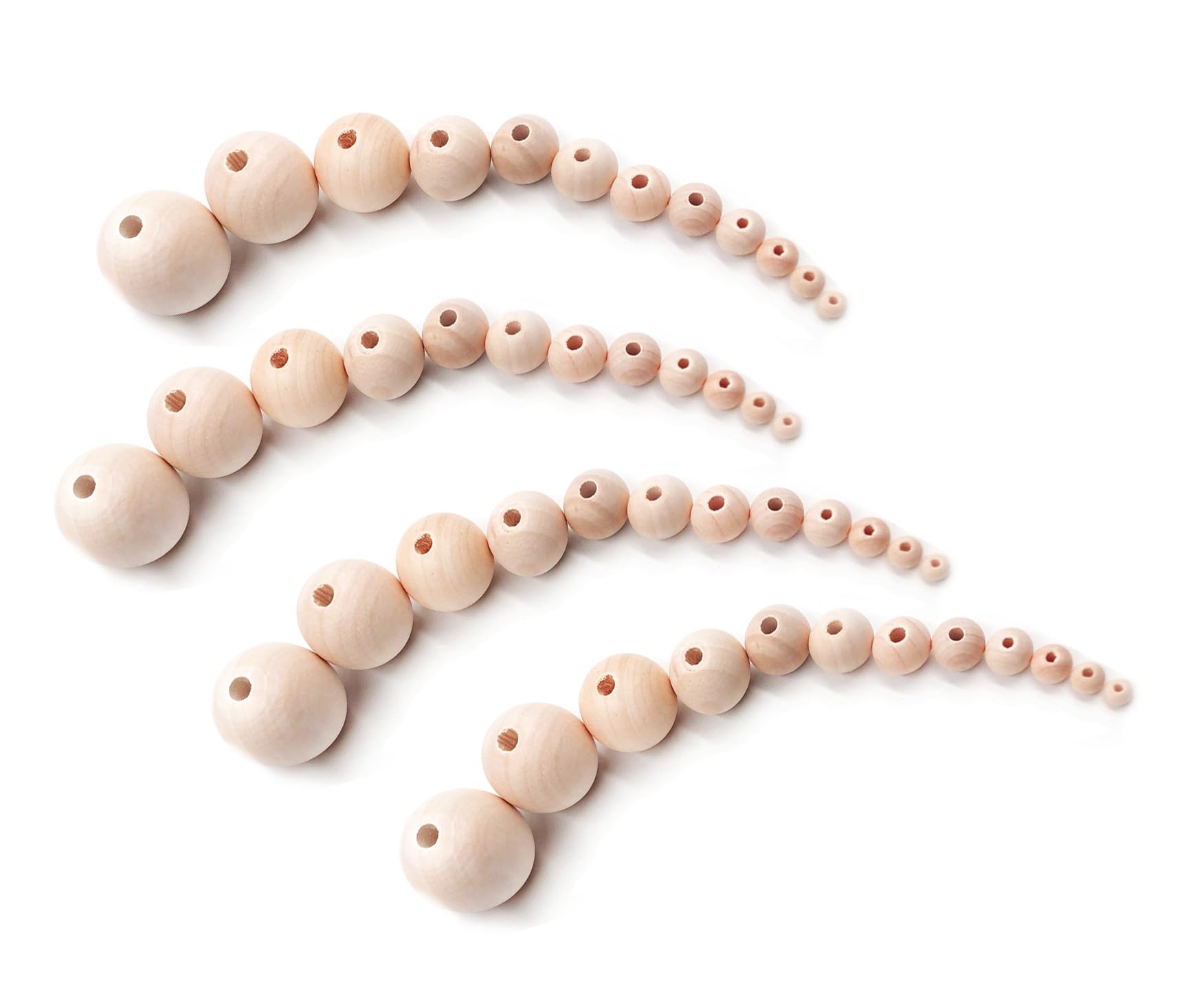 Grand lot de perles en bois (500 pièces, diamètre 16 mm, érable)
