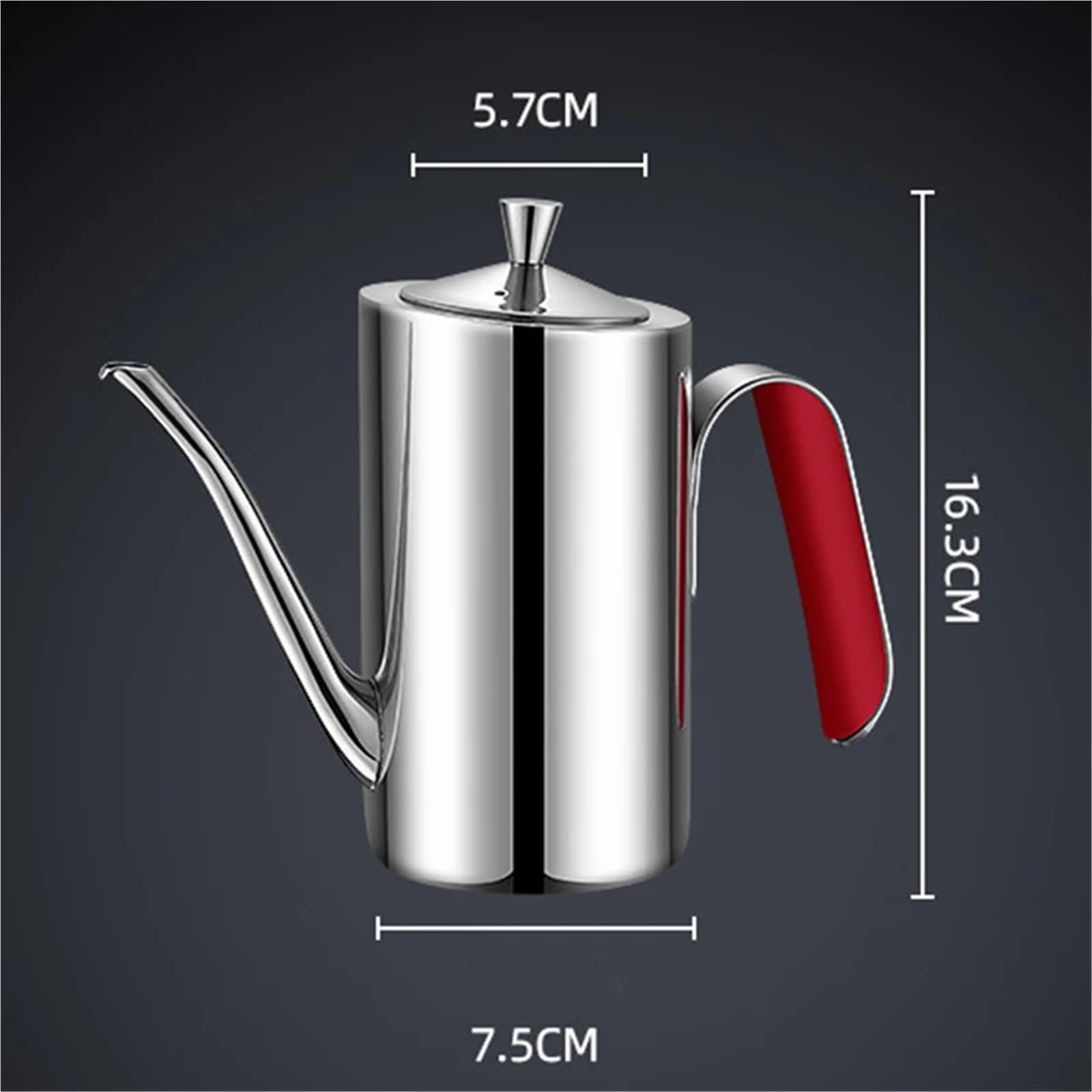 Bouteille à huile en acier inoxydable Pot à huile en acier inoxydable 304, conteneur de stockage cuisine, réservoir anti-poussière for Sauce et vinaigre(Silver-500ml)