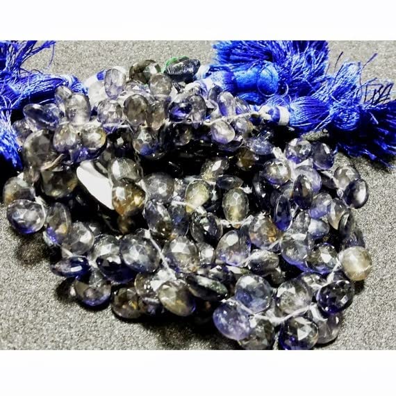 Iolite naturelle en perles facettées de 7 à 10 mm pour création de bijoux uniques