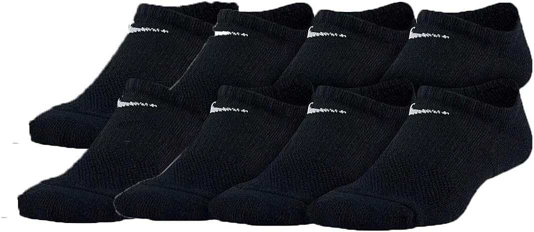 Nike Little Boys Lightweight No Show Socks 8 Pack (Black(UN0610-023)/White, 4-5)