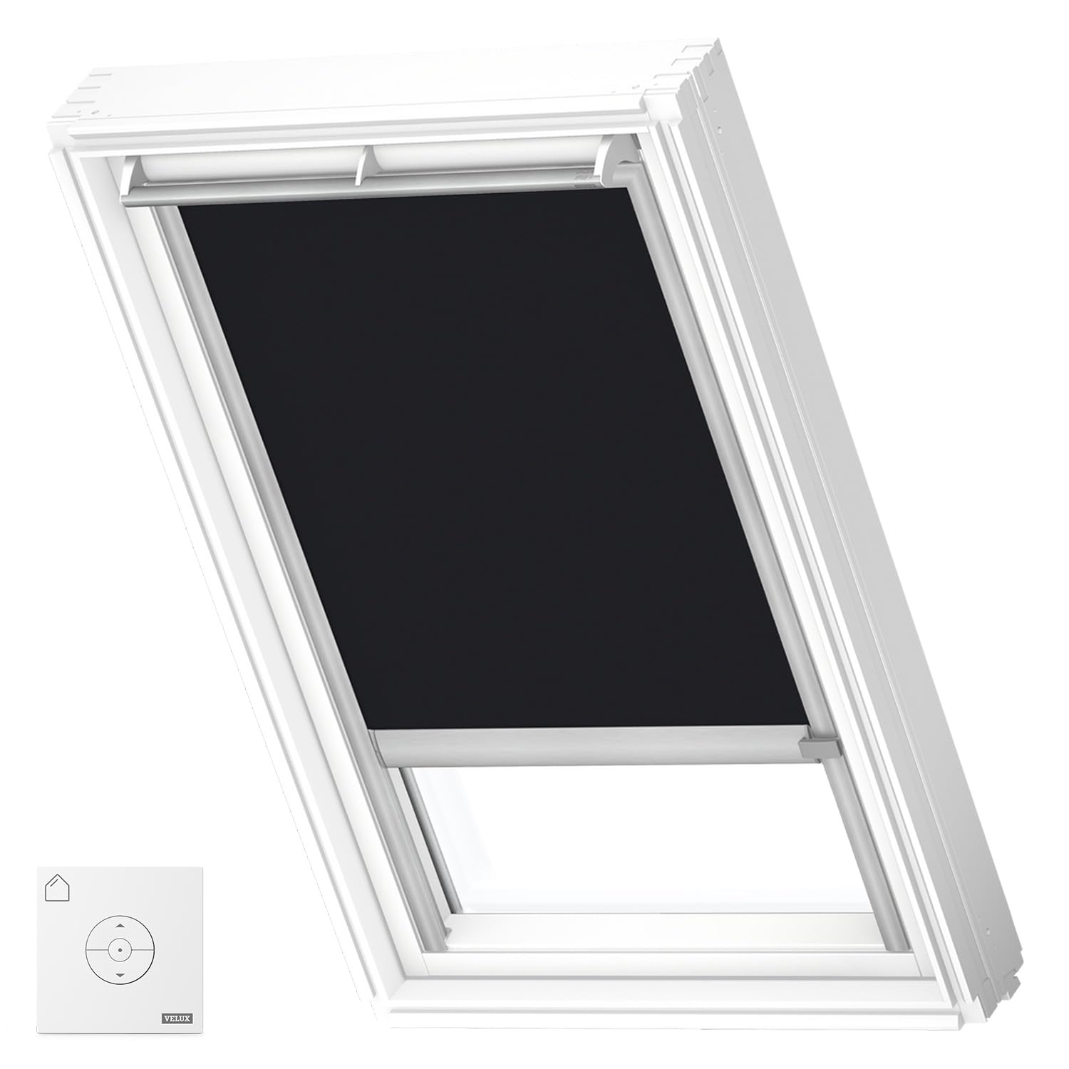 VELUX Original Solar Powered Blackout Roller Blind (DSL), Silver Frame, F06, Black โ image 1