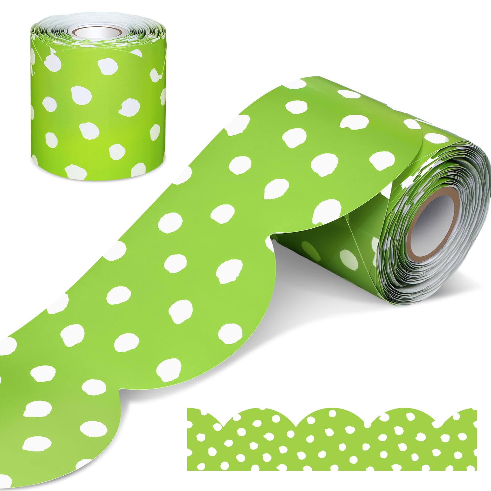 Fuutreo 65.6 Ft Bulletin Board Border,Scalloped Polka Dots Border for Bulletin Board,Rolled Decorate Borders for Classroom School Home Office