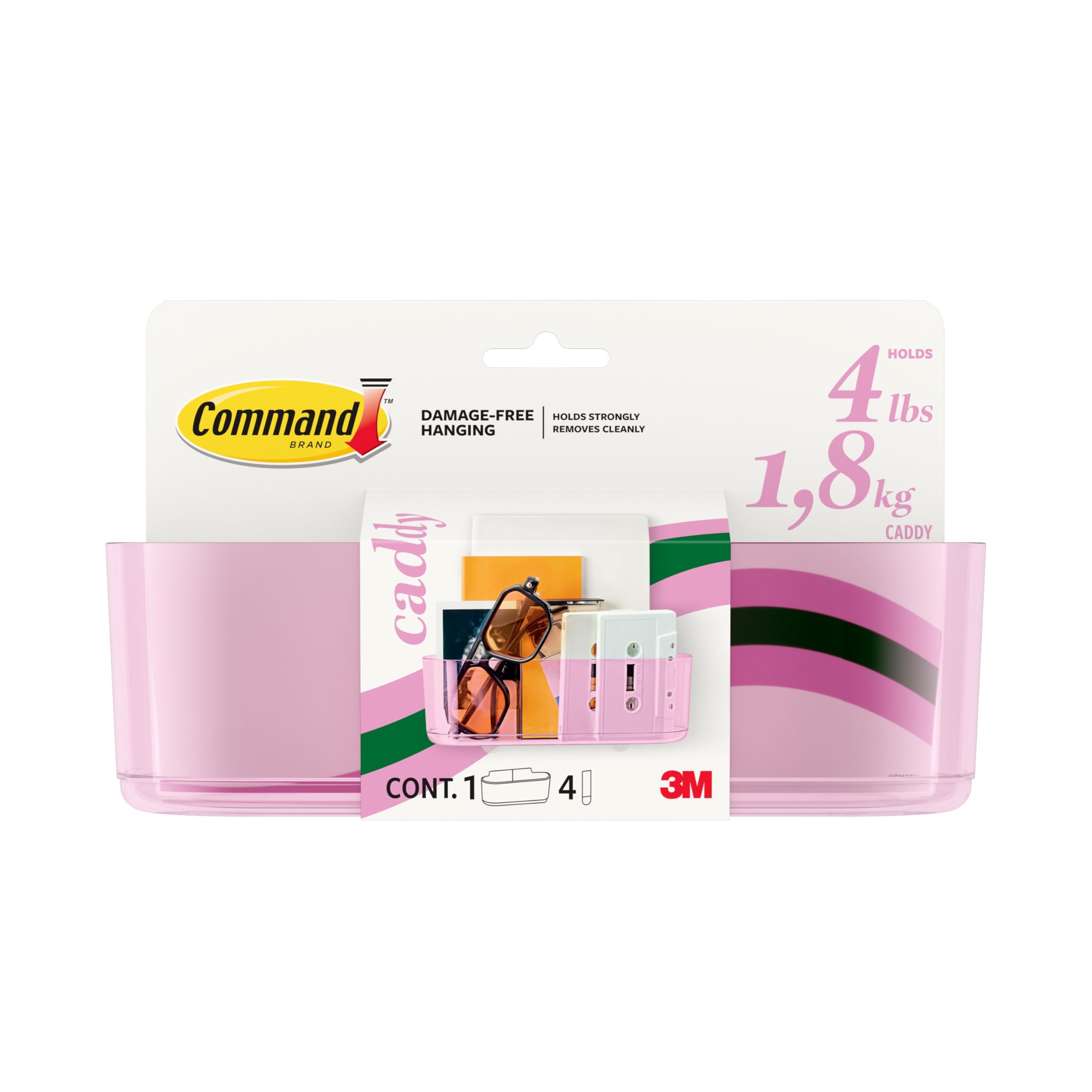 Command Clear Caddy Lilac Lemonade 1 caddy 4 strips