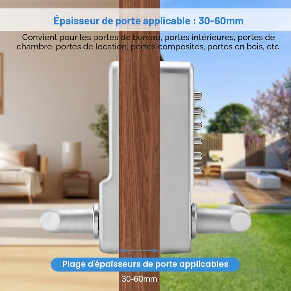Serrure de porte à code numérique avec touches mécaniques Serrure à code numérique sans clé pour garage, hôtel, bureau, studio, entrepôt