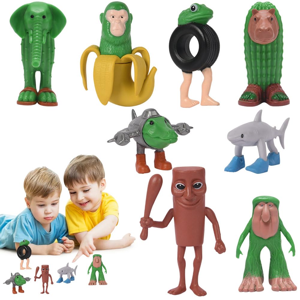 AOOSA 8PCS Italian Brainrot Action Figures Set, Tung Tung Tung Sahur Figures, Funny Tralalero Tralala Toy Desk Decor