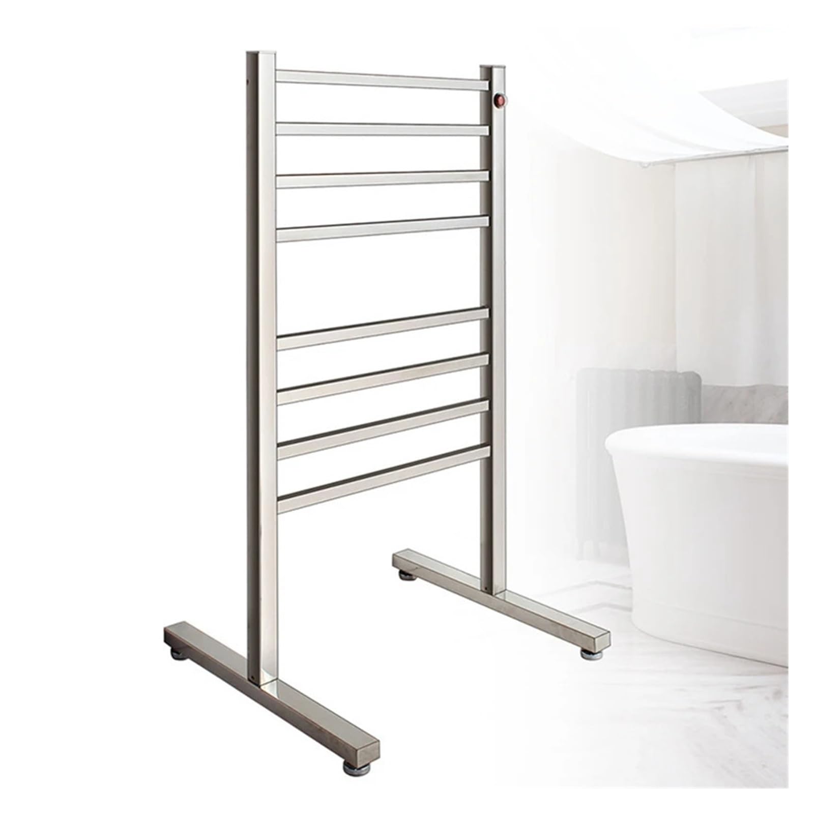 Portasciugamani elettrico da terra in acciaio inox 304 | Ripiano asciugatura asciugamani da bagno, acciaio lucidato(PURPLE,110V)
