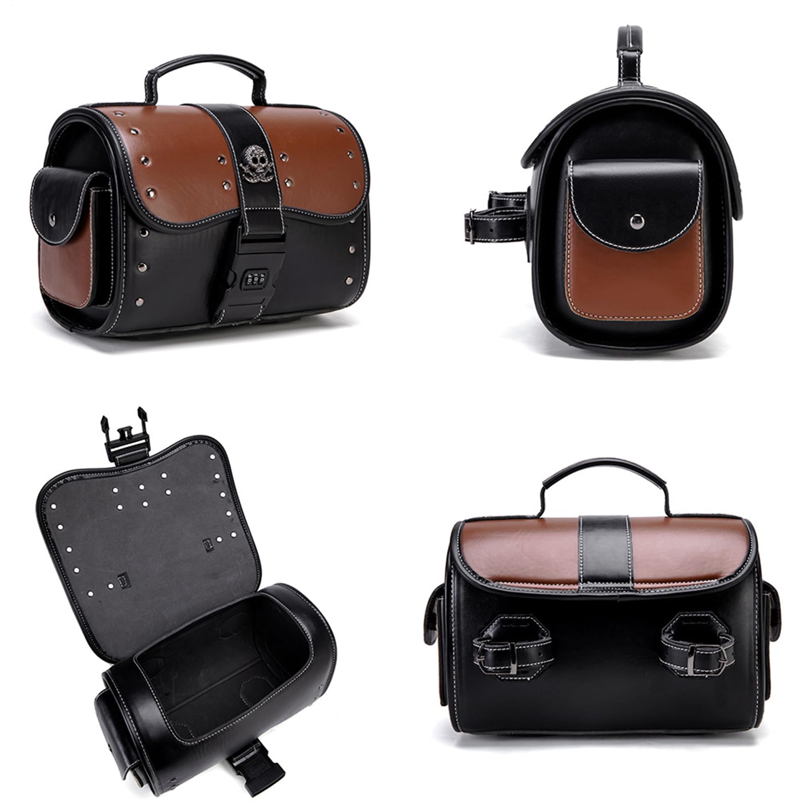 Borsa Da Carico Per Motocicletta Borsa Manubrio in Pelle | Motociclistici Impermeabili Organizzatore Attrezzi Per Avventura Viaggi Outdoor Ciclismo Commuting Uomo Donna Dirtbike
